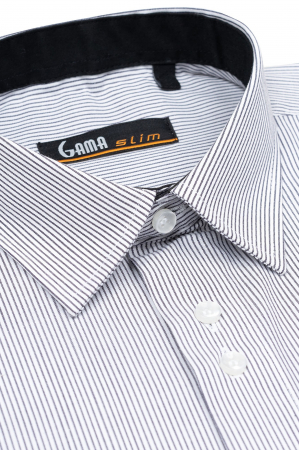 Camasa barbati alba cu dungi negre slim fit [1]
