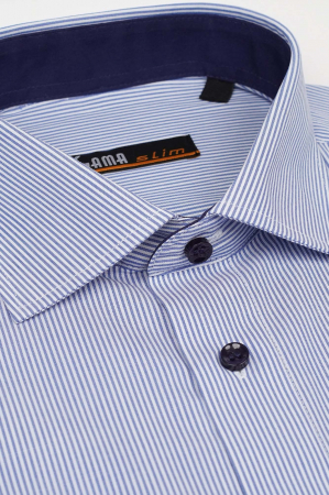 Camasa barbati alba cu dungi slim fit [2]