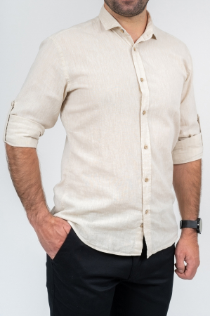Camasa barbati casual regular bej din in [1]