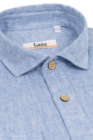 Camasa barbati casual regular bleu din in 2XL [1]