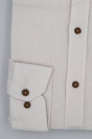 Camasa barbati casual regular fit alba din in cu guler tunica [2]