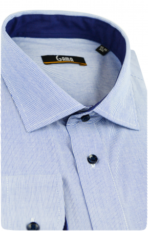 Camasa barbati regular alba cu dungi bleumarin [1]