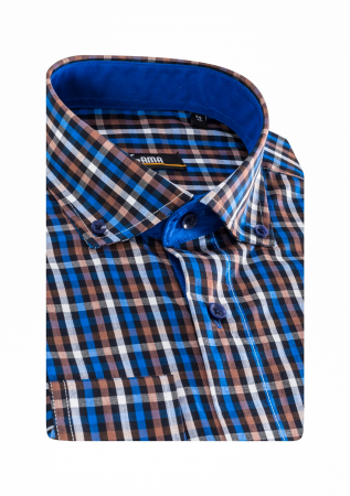 Camasa barbati regular albastra cu carouri [2]