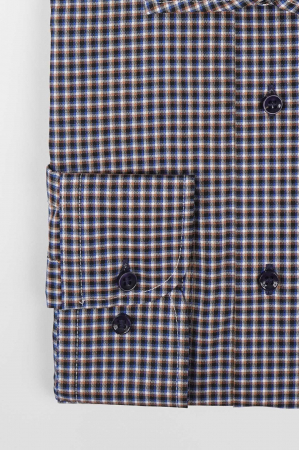 Camasa barbati regular cu carouri negre si maro [2]