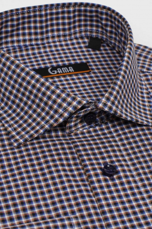 Camasa barbati regular cu carouri negre si maro 2XL-4XL [1]