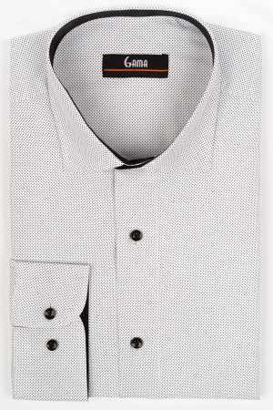 Camasa barbati regular fit alba cu buline negre [0]