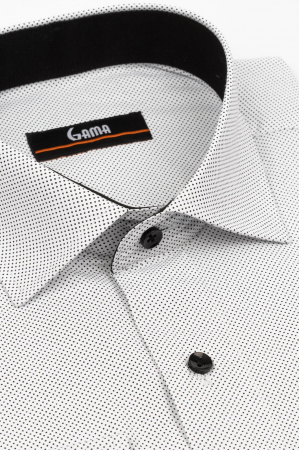 Camasa barbati regular fit alba cu buline negre [2]