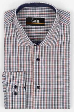 Camasa barbati regular fit alba cu caro bleumarin si rosu [0]