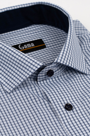 Camasa barbati regular fit alba cu caro fin bleu si bleumarin [1]