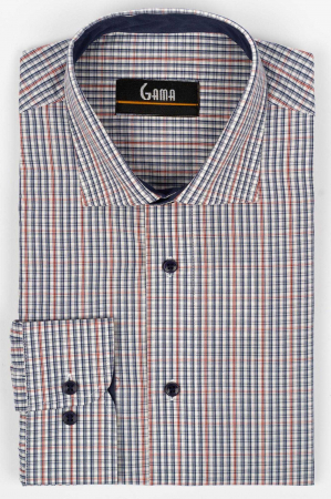 Camasa barbati regular fit alba cu caro rosu si albastru 2XL [0]