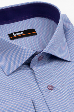 Camasa barbati regular fit bleu cu carouri albe si roz 2XL-4XL [2]
