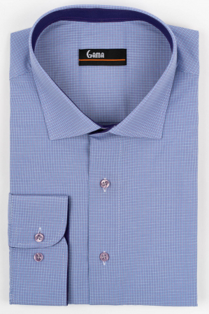 Camasi barbati - Camasa barbati regular fit bleu cu carouri albe si roz 2XL-4XL