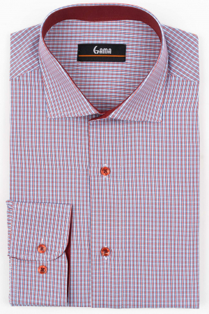 Camasi barbati - Camasa barbati regular fit alba cu carouri albastre si rosii 2XL-4XL
