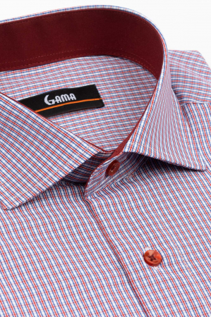 Camasa barbati regular fit alba cu carouri albastre si rosii 2XL-4XL [1]