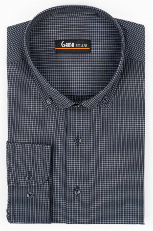 Camasi barbati - Camasa barbati regular fit belumarin cu carouri albe 2XL-3XL