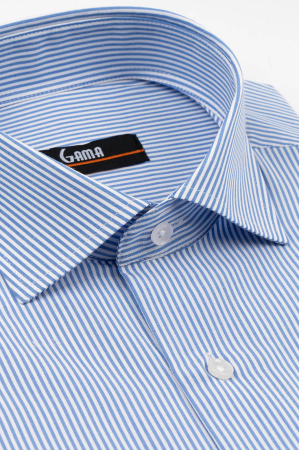 Camasa barbati slim fit alba cu dungi albastre [2]