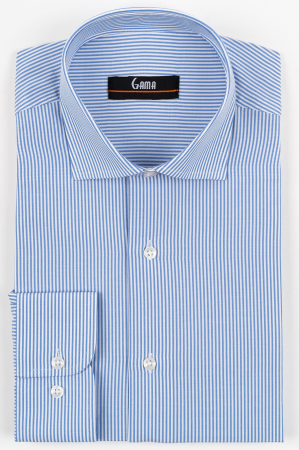 Camasi barbati - Camasa barbati slim fit alba cu dungi albastre