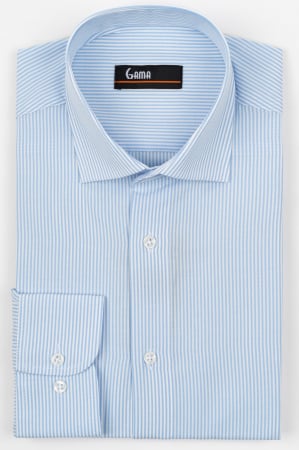 Camasa barbati regular fit alba cu dungi bleu 2XL
