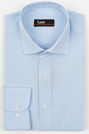 Camasi barbati - Camasa barbati regular fit alba cu dungi bleu