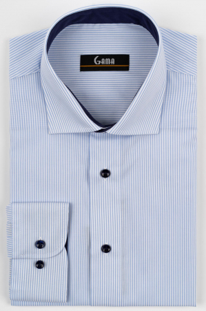 Camasa barbati regular fit alba cu dungi bleu
