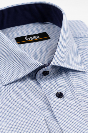 Camasa barbati regular fit alba cu caro bleu si albastru [2]