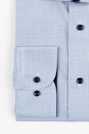 Camasa barbati slim fit alba cu caro bleu si albastru [1]