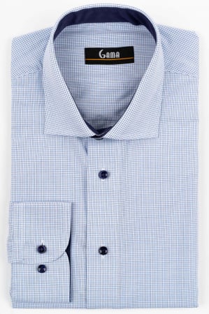 Camasa barbati regular fit alba cu caro bleu si albastru