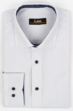 Camasa barbati regular fit alba cu dungi bleu si bleumarin 2XL [0]