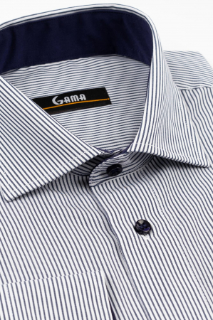 Camasa barbati regular fit alba cu dungi bleumarin [1]