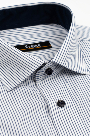 Camasa barbati regular fit alba cu dungi fine verticale albastre 2XL-4XL [2]