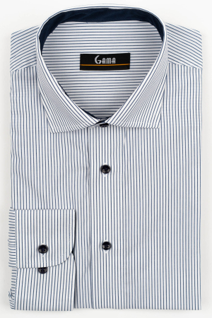 Camasi marimi mari - Camasa barbati regular fit alba cu dungi fine verticale albastre 2XL-4XL