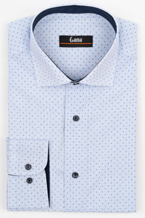 Camasi barbati - Camasa barbati regular fit alba cu imprimeu albastru 2XL-3XL