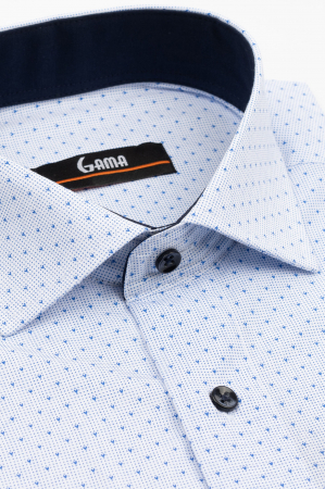 Camasa barbati regular fit alba cu imprimeu albastru 2XL-3XL [1]