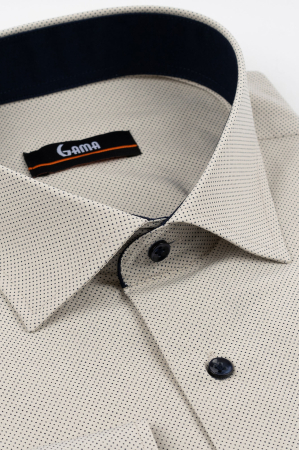 Camasa barbati regular fit bej cu buluine bleumarin  2XL-4XL [2]