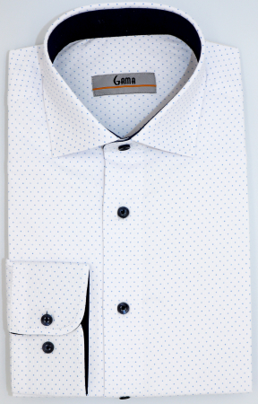 Camasi barbati - Camasa barbati regular fit alba cu imprimeu bleu CONFORT