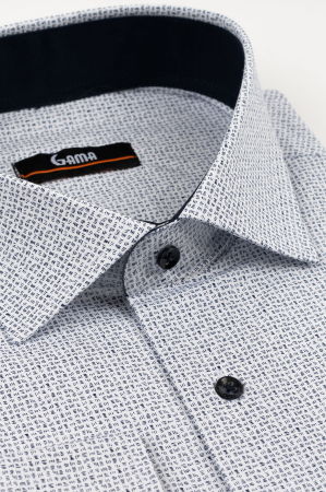 Camasa barbati regular fit alba  cu imprimeu bleumarin 2XL-4XL [2]