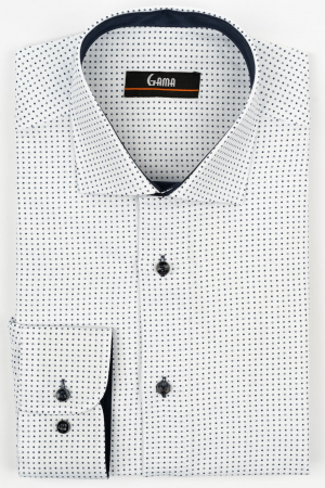 Camasi barbati - Camasa barbati regular fit alba cu imprimeu bleumarin 5XL-6XL