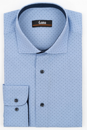 Camasi barbati - Camasa barbati regular fit albastra cu imprimeu bleumarin