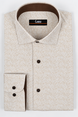 Camasi barbati - Camasa barbati regular fit alba cu imprimeu cappuccino CONFORT