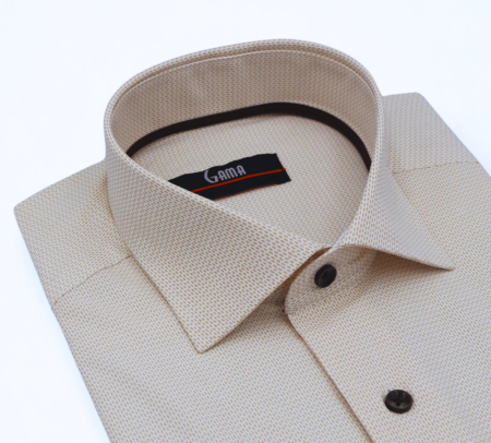 Camasa barbati slim fit alba cu imprimeu crem [2]