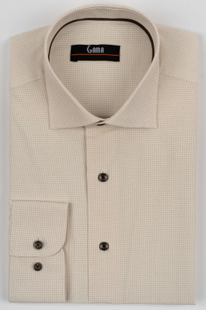 Camasi barbati - Camasa barbati regular fit alba cu imprimeu crem - 2XL