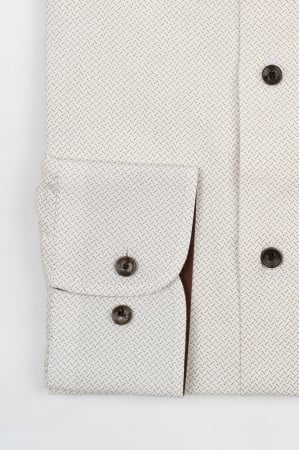 Camasa barbati slim fit alba cu imprimeu geometric maro [1]