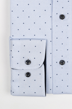 Camasa barbati regular fit alba cu imprimeu geometric bleu si bleumarin PREMIUM [1]