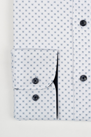 Camasa barbati slim fit alba cu imprimeu geometric bleumarin si albastru CONFORT [1]