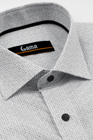 Camasa barbati regular fit alba cu imprimeu geometric negru 2XL-4XL [1]