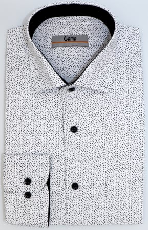 Camasa barbati regular fit alba cu imprimeu negru CONFORT