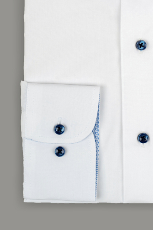Camasa barbati regular fit alba cu insertie geometrica la guler [1]