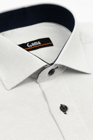 Camasa barbati regular fit alba cu insertii bleumarin 2XL-4XL [2]