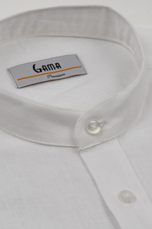 Camasa barbati regular fit alba din in PREMIUM - guler tunica [4]