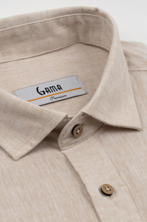 Camasa barbati regular fit bej din in PREMIUM - guler clasic [4]
